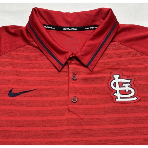 St Louis Cardinals Polo Shirt Nike Dri-Fit Mens XL Short Sleeve MLB Baseball Red - Picture 1 of 8